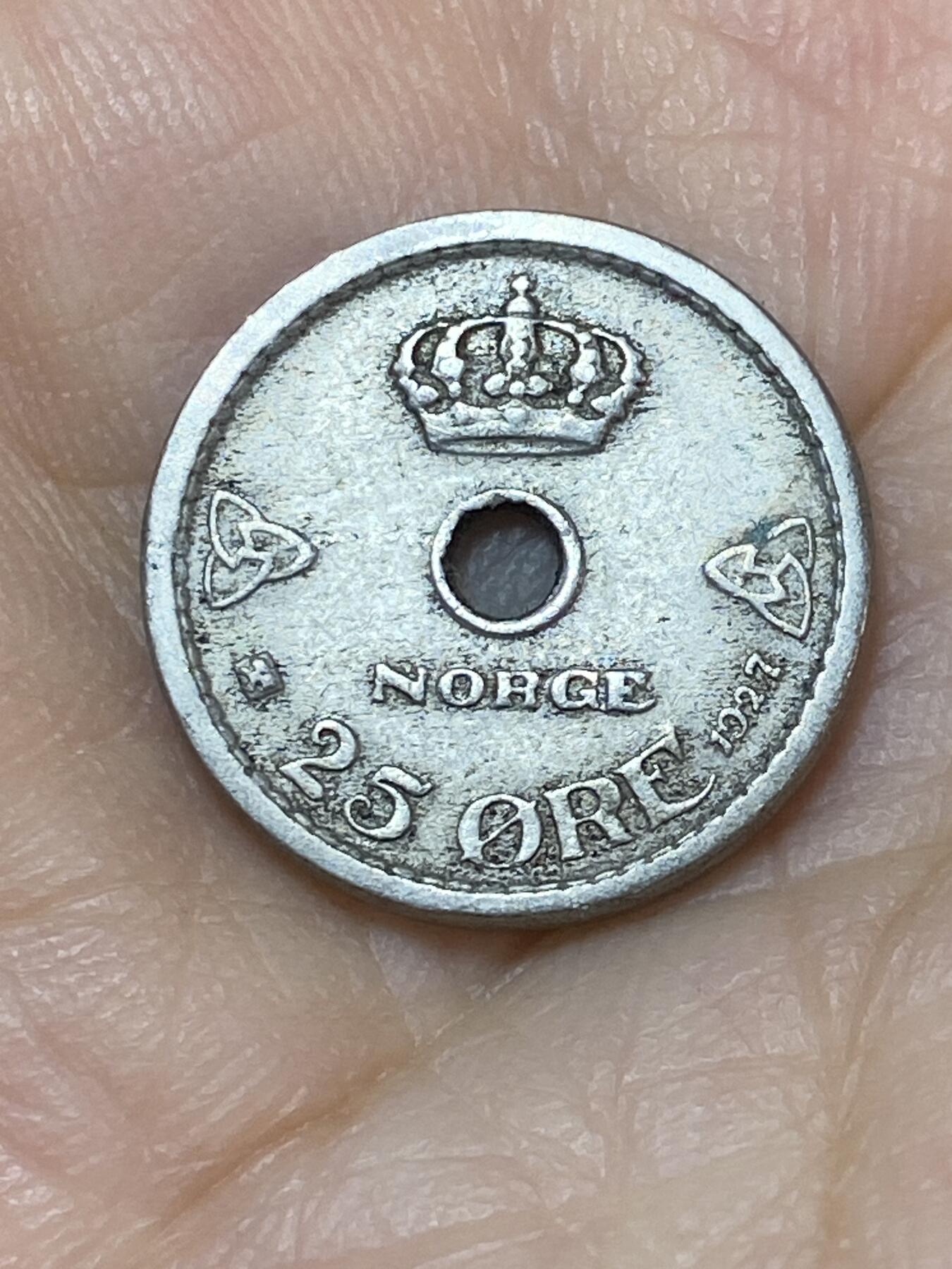 2025年第九十六场(总第一百二十二场）外国好品散币(免佣金) 挪威🇳🇴1927年25欧尔(哈康七世时期，第四版早期年份)