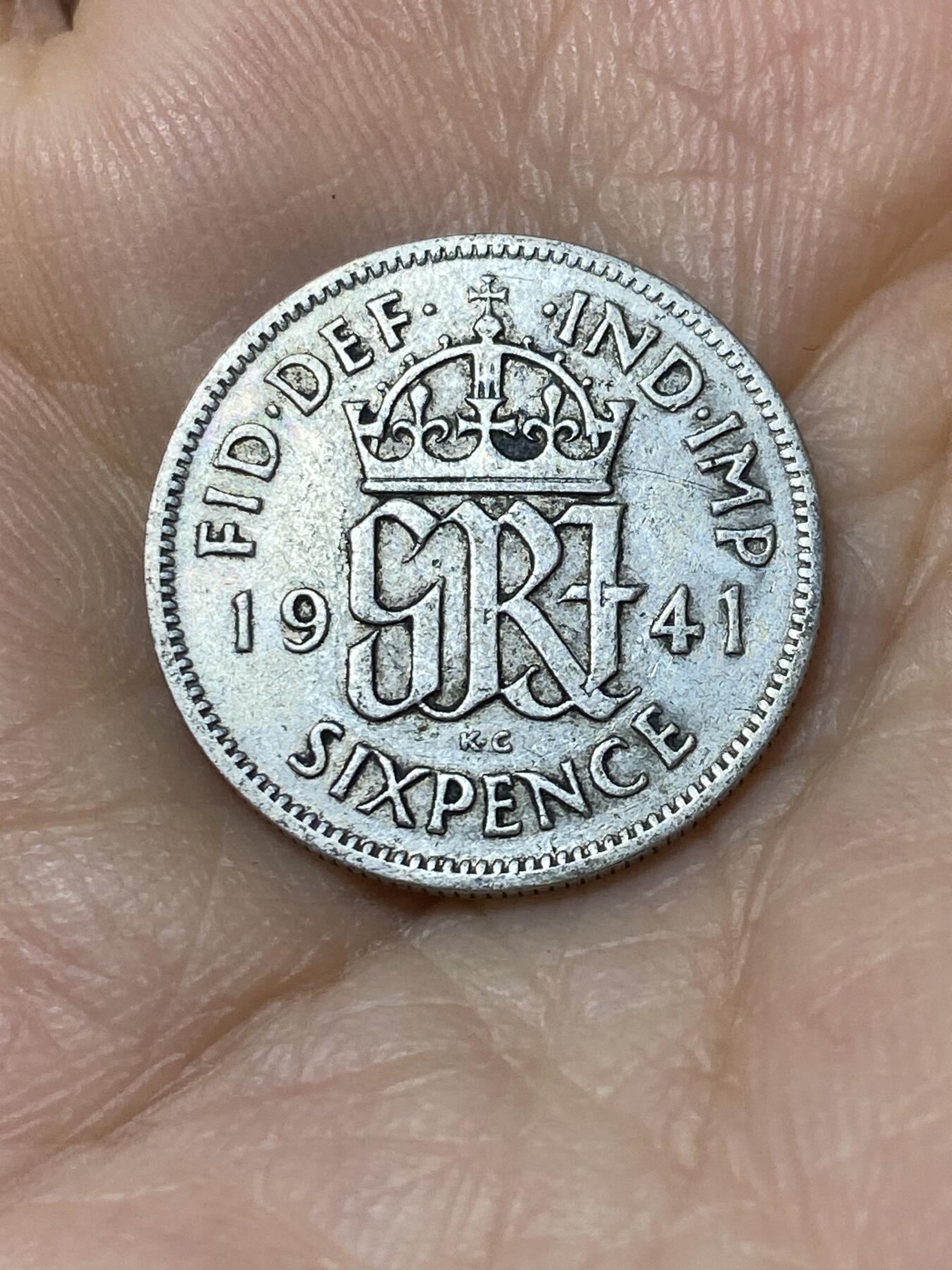 2025年第九十六场(总第一百二十二场）外国好品散币(免佣金) 英国1941年6便士银币(乔治六世第一版，500银)