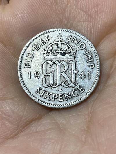 2025年第九十六场(总第一百二十二场）外国好品散币(免佣金) - 英国1941年6便士银币(乔治六世第一版，500银)