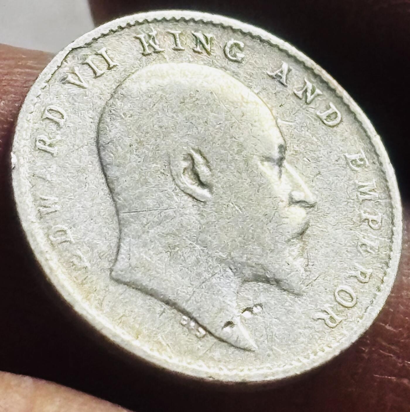 文馨钱币收藏第 273 场， 长期接收代拍品 少见 1907 年英属印度皇帝爱德华七世 2 安娜银币，高银版