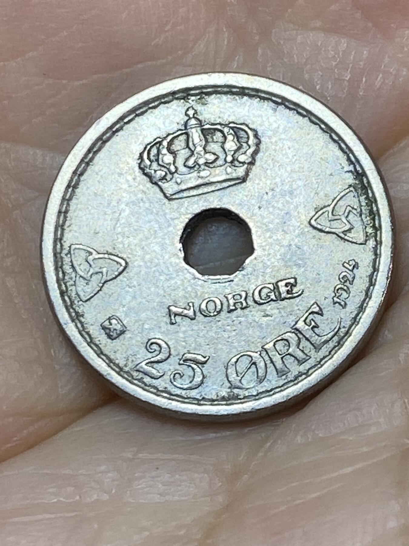 2025年第九十六场(总第一百二十二场）外国好品散币(免佣金) 挪威🇳🇴1924年25欧尔(哈康七世时期，第四版首发年)