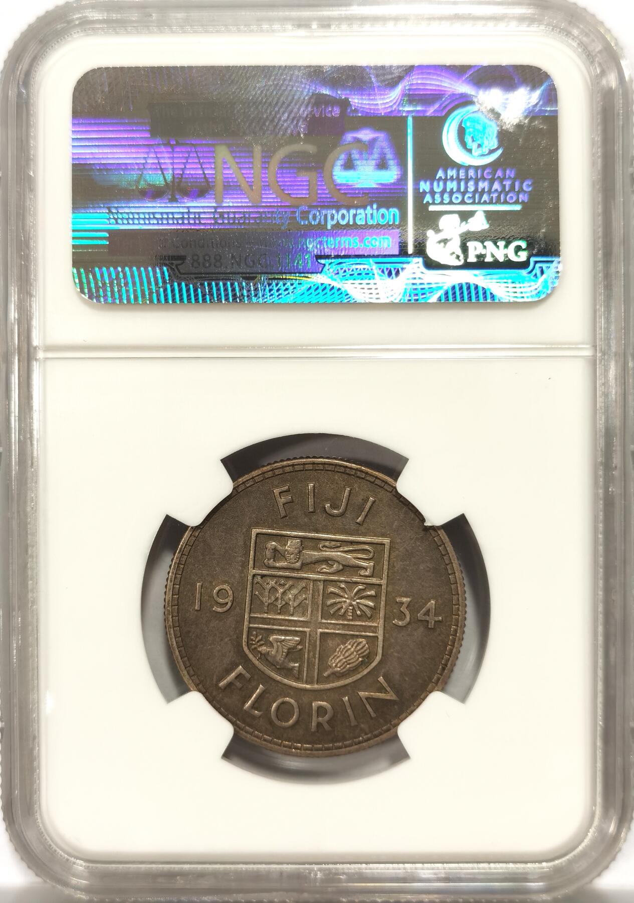 博洋堂“良辰美钰”中秋国庆双节精品专场暨第141期（全场包邮） NGC MS62 斐济1934年乔治五世2先令银币