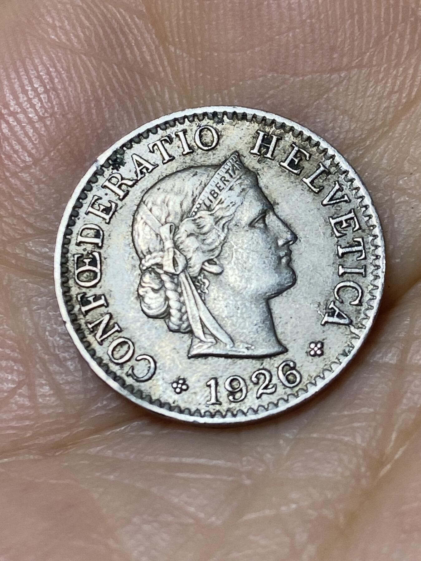 2025年第九十六场(总第一百二十二场）外国好品散币(免佣金) 瑞士🇨🇭1926年5分(B标伯尔尼造)