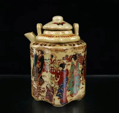 听雨轩  精品老旧瓷器限时专场 - 粉彩仕女图纹温酒壶 高15.5cm宽12cm