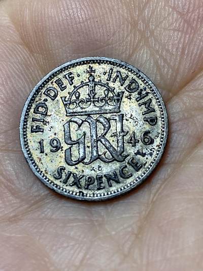 2025年第九十六场(总第一百二十二场）外国好品散币(免佣金) - 英国🇬🇧1946年6便士银币(乔治六世第一版关门年，500银)