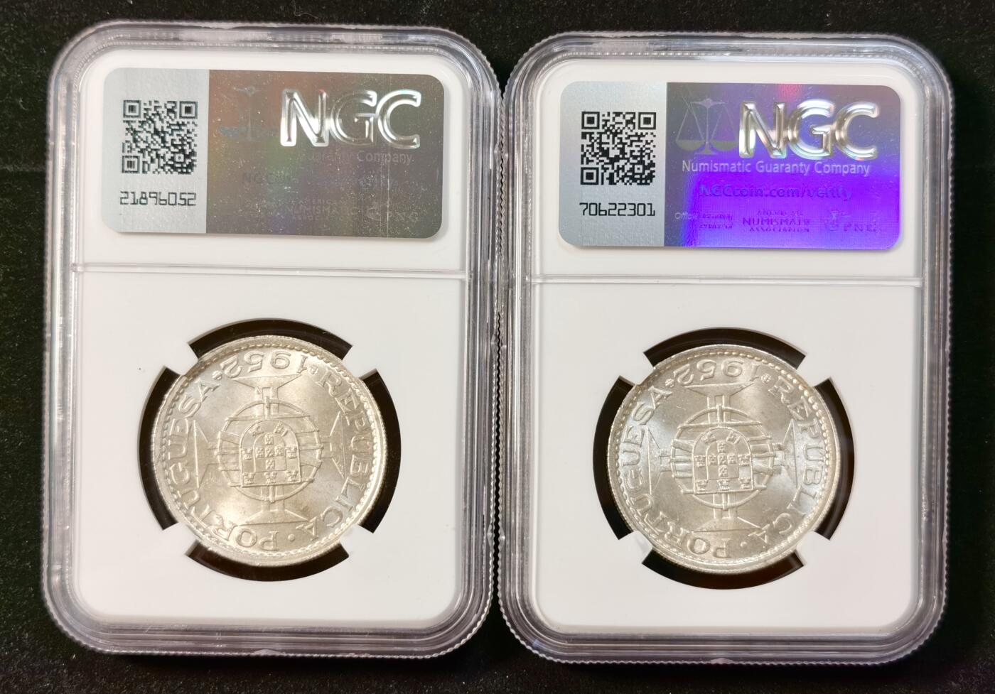 甄臻铺-世界币章拍卖（第35期），送拍享返佣金等优惠多多 NGC-MS65 1952年澳门首发伍圆，卷拆，2枚一组