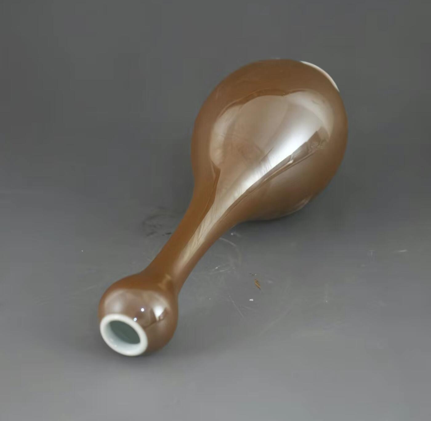 听雨轩  精品老旧瓷器限时专场 紫金釉老底蒜头瓶