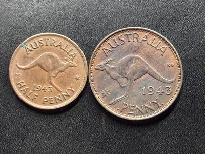 邮泉阁限时拍卖第二十六场 各国硬币专场（硬币在国外） - 澳大利亚1943年2枚