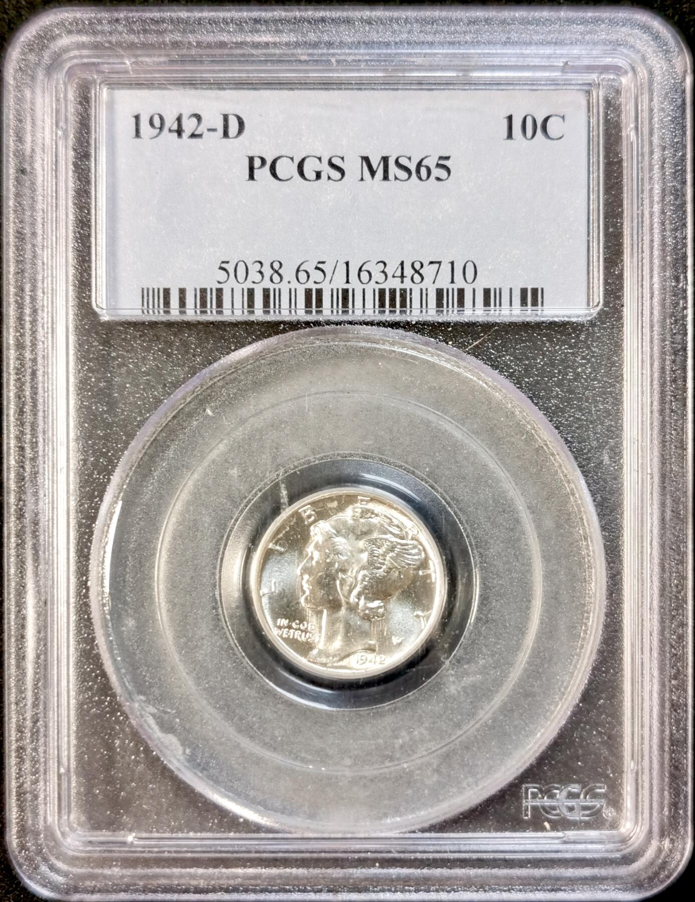 甄臻铺-世界币章拍卖（第35期），送拍享返佣金等优惠多多 PCGS-MS65 1942年美国小飞侠，老盒子高分难觅