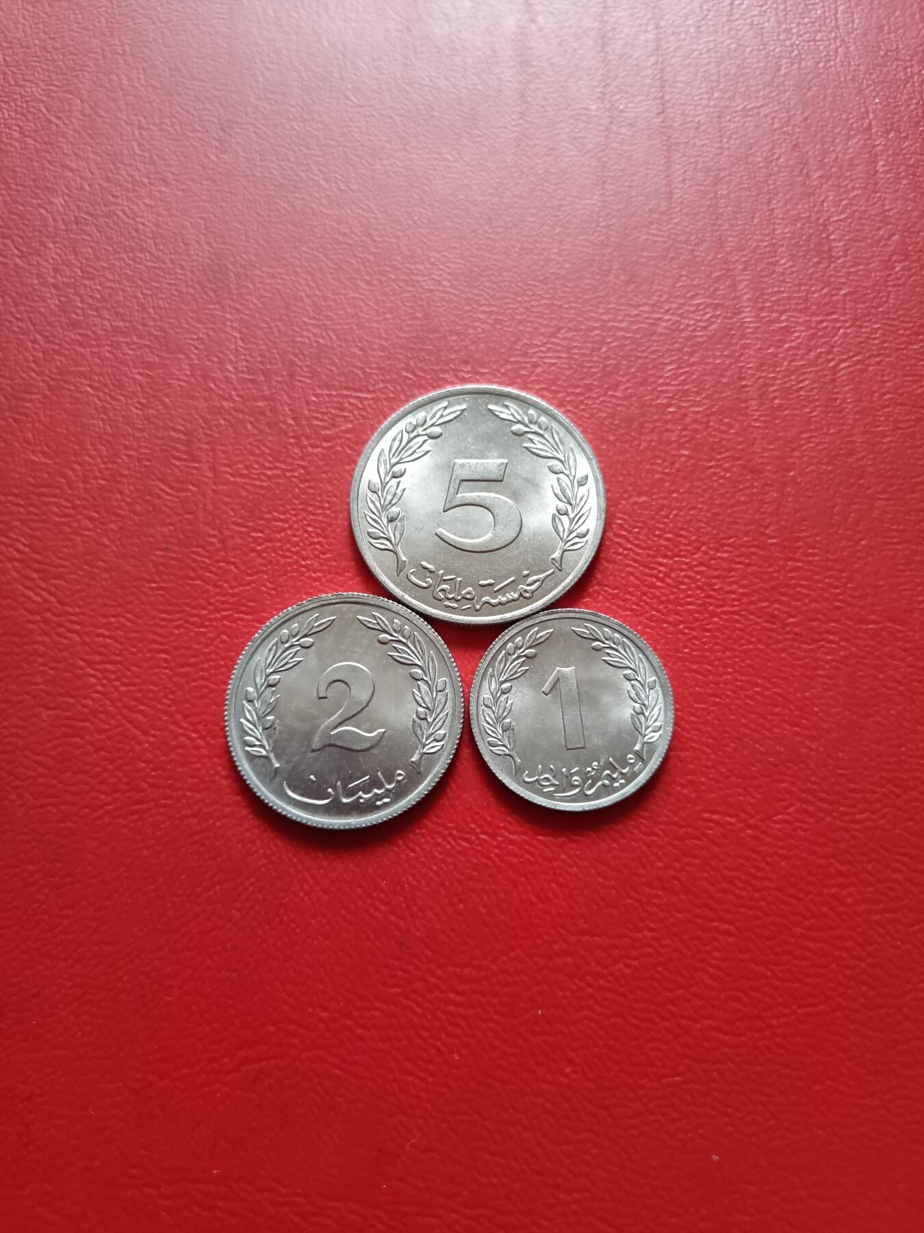 【云涧收藏】第六十五场 突尼斯1960年1、2、5米利姆3枚，BU