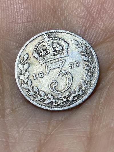2025年第九十六场(总第一百二十二场）外国好品散币(免佣金) - 英国🇬🇧1897年3便士银币(维多利亚女王老年披纱，925银)