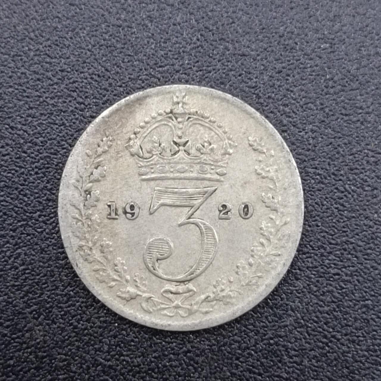 【淘币小摊】限时拍第七百五十二拍  小银币场 满百包邮可预留两周  周一统一发货  英国1920年乔治五世3便士银币