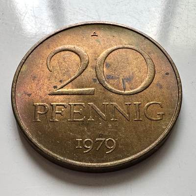 🌹外币初藏🌹🐯2025年第106场  每周二四六晚8️⃣点 接代拍 - 东德1979年20芬尼 原光品不多见