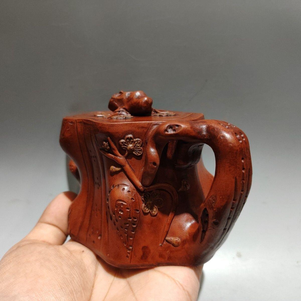  精品紫砂壶专场 周桂珍大师落款 梅花树桩紫砂壶