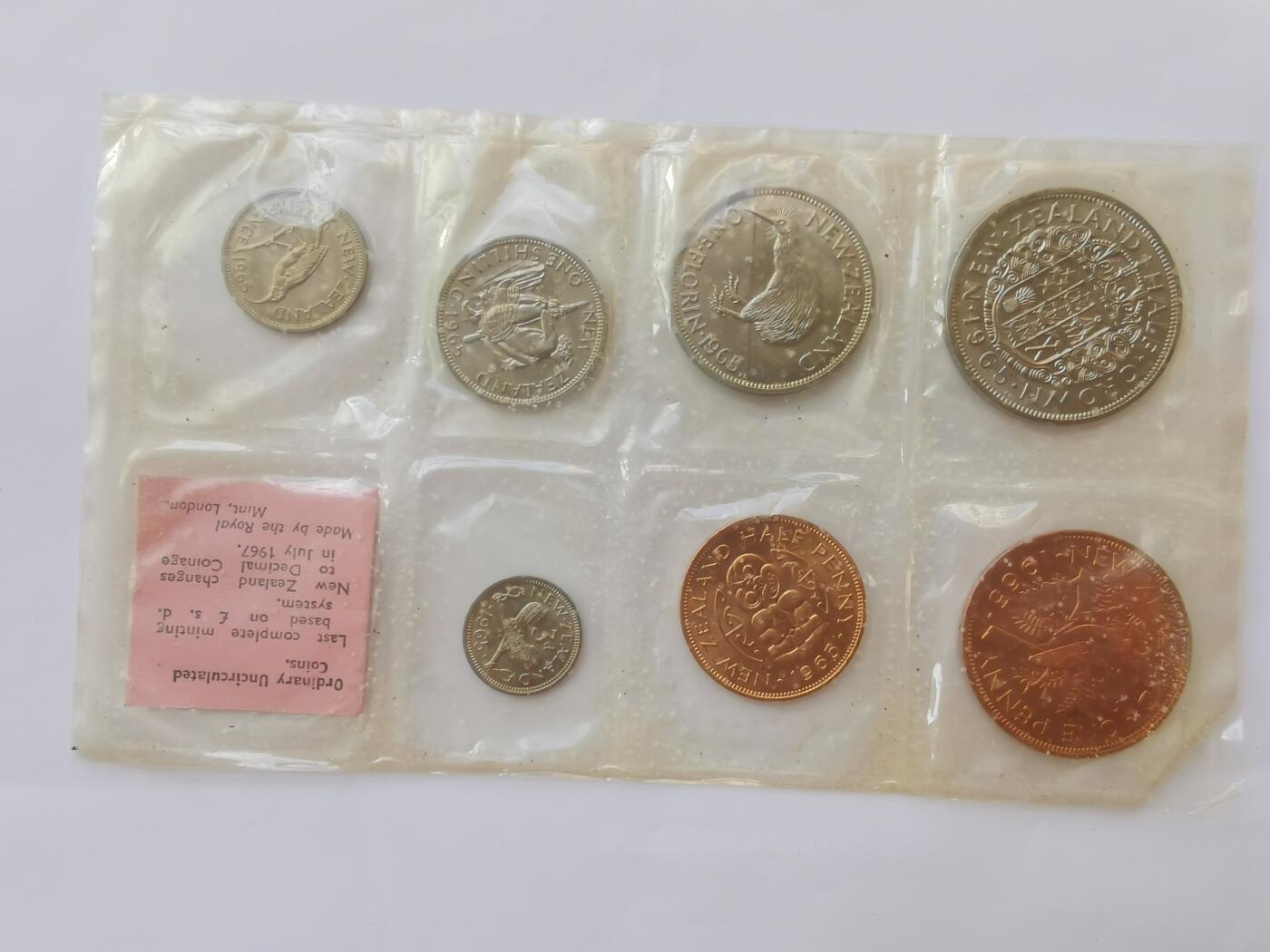 巨藏钱币首秀-古今中外钱币套装专场 新西兰1965年硬币7枚套12进制末版年原封清年份-红