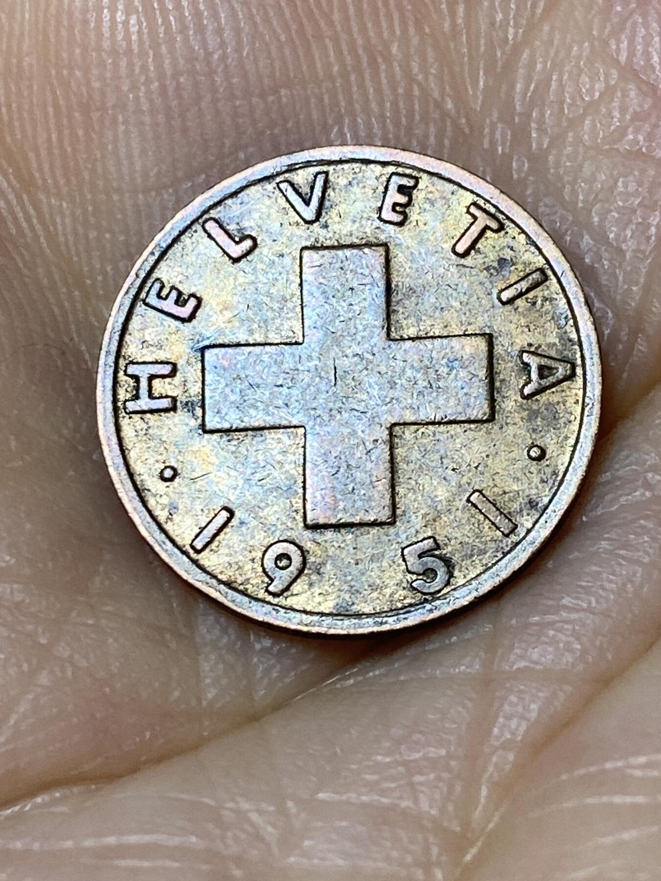 2025年第九十六场(总第一百二十二场）外国好品散币(免佣金) 瑞士🇨🇭1951年1分(B标伯尔尼造)