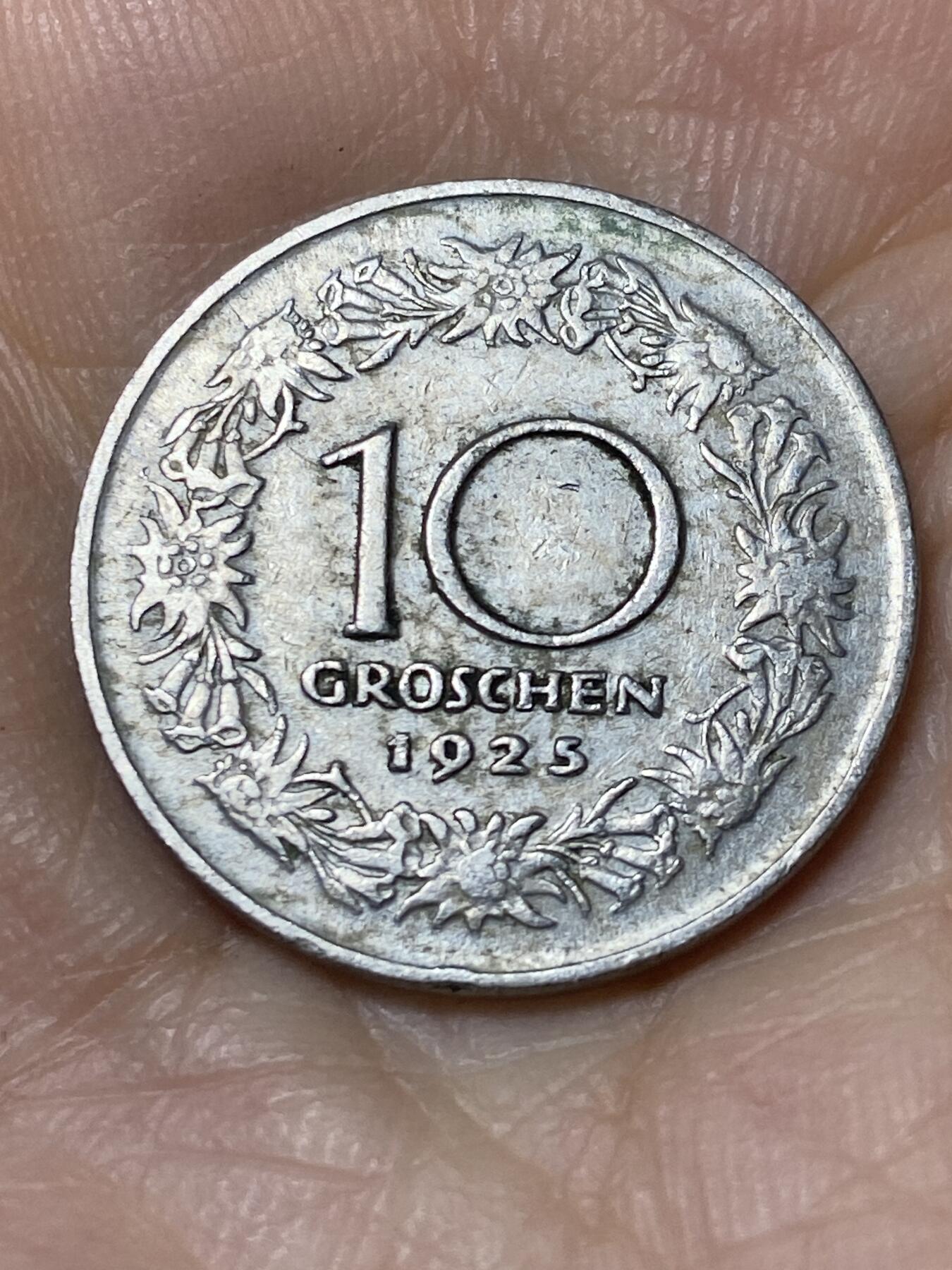 2025年第九十六场(总第一百二十二场）外国好品散币(免佣金) 奥地利🇦🇹1925年10格罗申(二战前共和国时期，第二套，首发年仅发行3年)