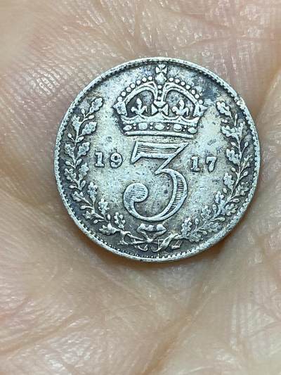 2025年第九十七场(总第一百二十三场）外国好品散币(免佣金) - 英国🇬🇧1917年3便士银币(乔治五世第一版，925高银)