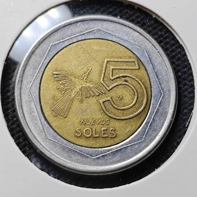KK钱币收藏小铺 第349场 2月预留时间 周末发货 -  秘鲁5索尔双色币