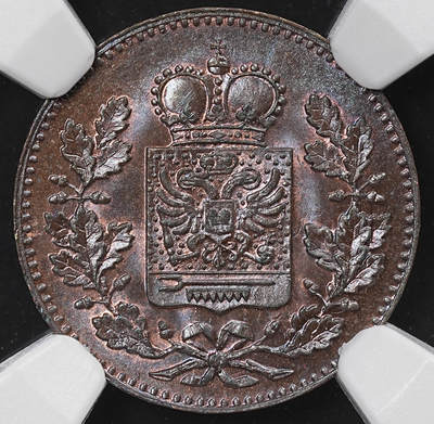 修遠堂世界钱币第八十六期 - NGC MS63BN 1852年施瓦茨堡-鲁多尔施塔特1/4克鲁泽铜币 唯一冠军分