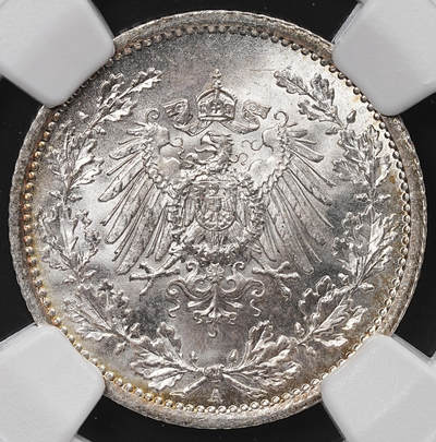 修遠堂世界钱币第八十六期 - NGC MS67 1914年德国1/2马克银币 A厂铭