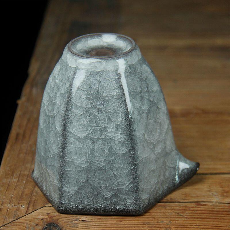 高端青瓷黑冰花六角公道杯