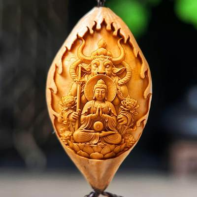 核雕十二生肖（仅4套）限时专场 - 20mm大尺寸橄榄核雕 十二生肖本命佛 生肖牛 单粒 