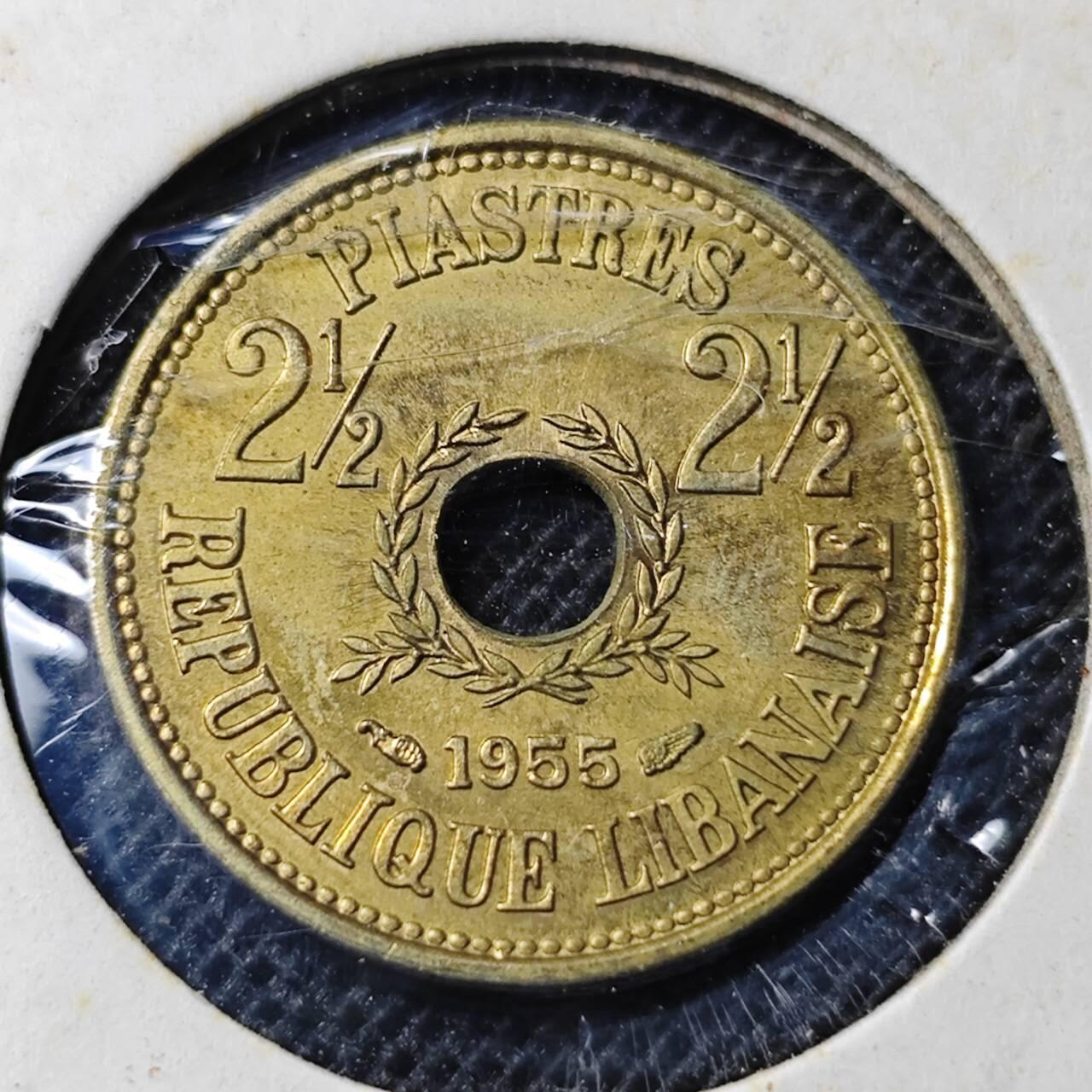 KK钱币收藏小铺 第349场 2月预留时间 周末发货  1955黎巴嫩2.5皮阿斯特铜币