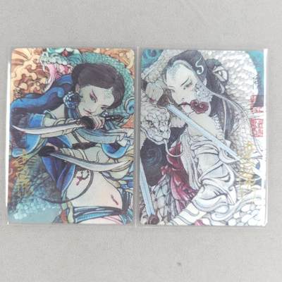 龙虎卡牌第五十六场 小浣熊 趣卡社五虎 百里亲签 万享盲盒（无佣金，满120包邮，周六晚上结拍，欢迎送拍） - 【亲签 编号121/122】粗闪2张 启读 李广-白娘子&小青（连号）