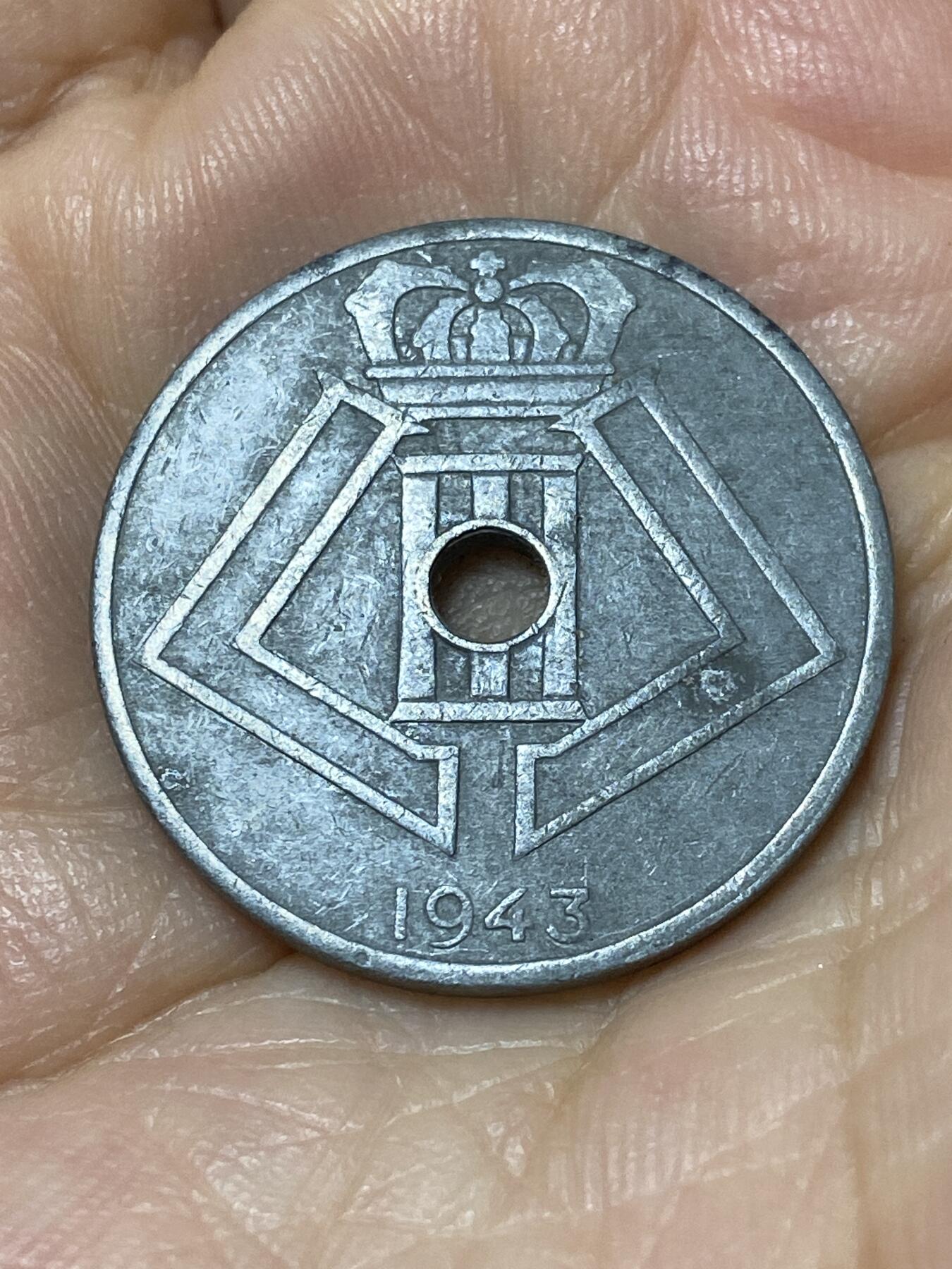 2025年第九十七场(总第一百二十三场）外国好品散币(免佣金) 比利时🇧🇪1943年25分(利奥波德三世，二战德国占领时期，荷语–法语版)
