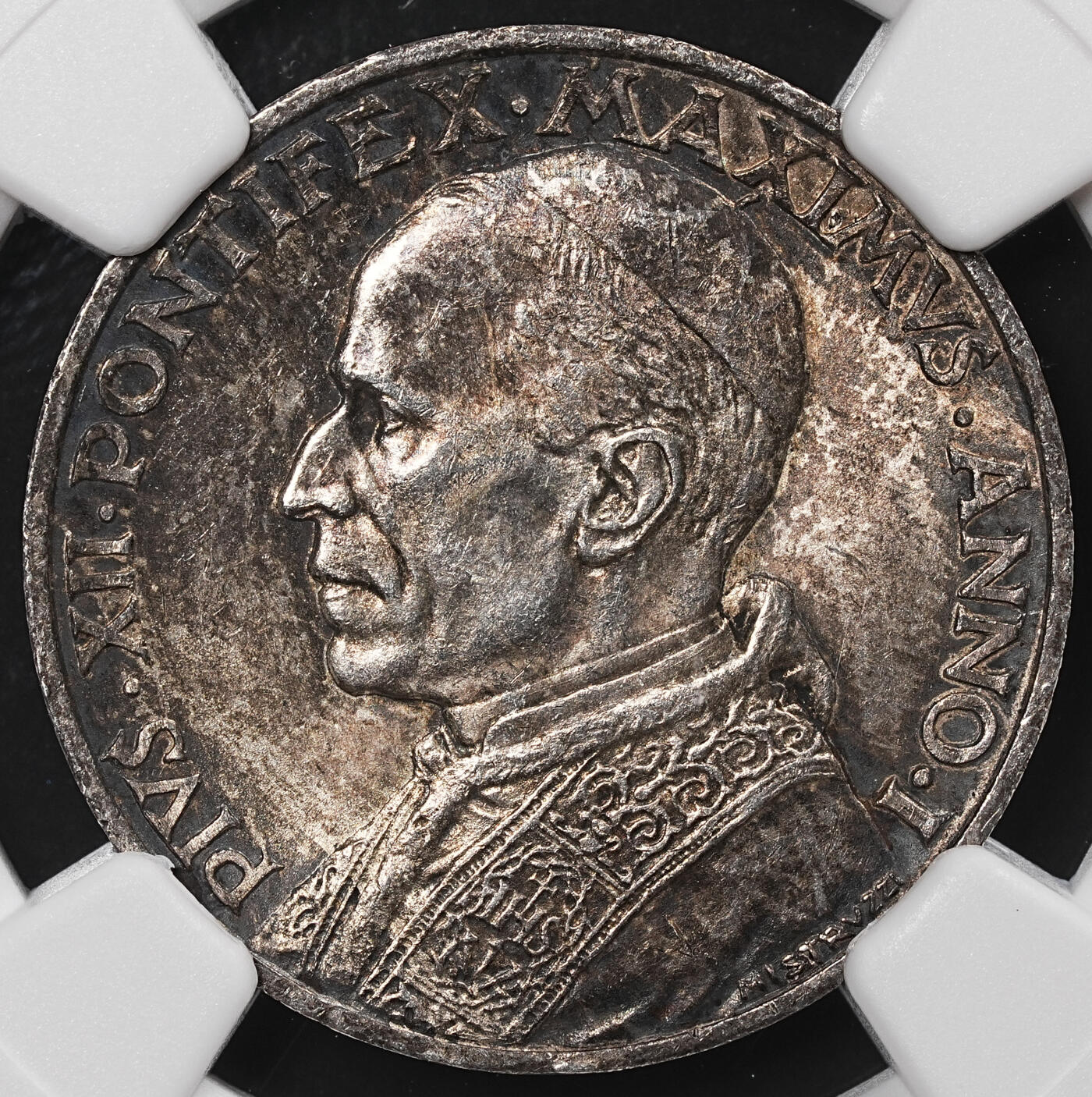 修遠堂世界钱币第八十六期 NGC MS64 1939年梵蒂冈5里拉银币