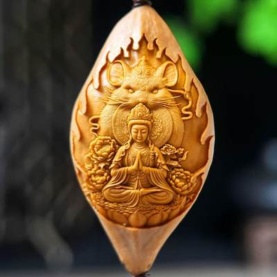 核雕十二生肖（仅4套）限时专场 - 20mm大尺寸橄榄核雕 十二生肖本命佛 生肖鼠 单粒 