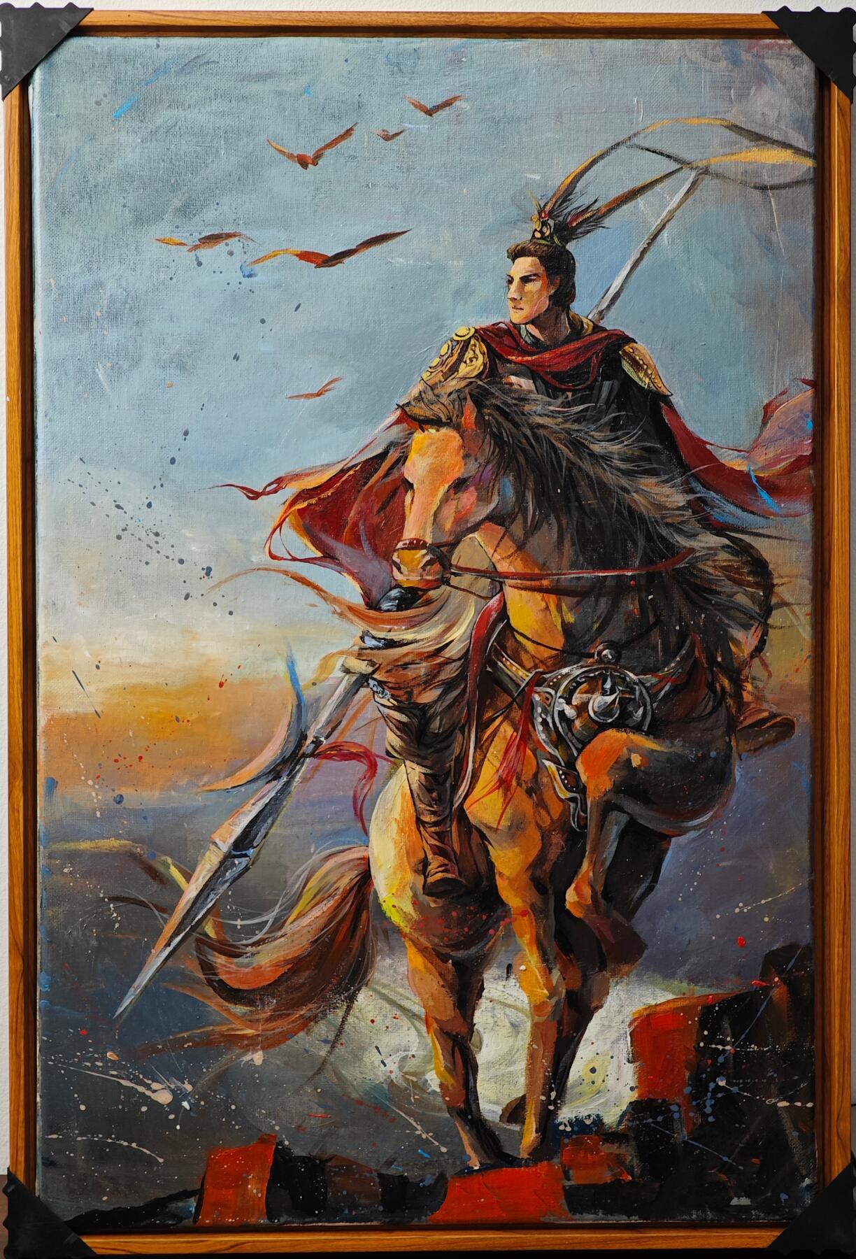 白泽拍卖卡牌手绘专场第25期 2025 鹿凝手绘画 吕布 尺寸：39.5cm*60cm 有外框  鹿凝亲签