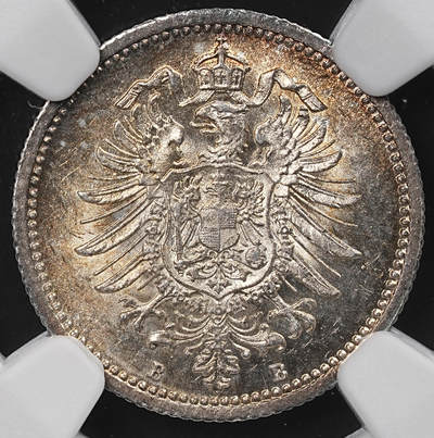 修遠堂世界钱币第八十六期 - NGC MS63 1876年德国20芬尼银币 B厂铭