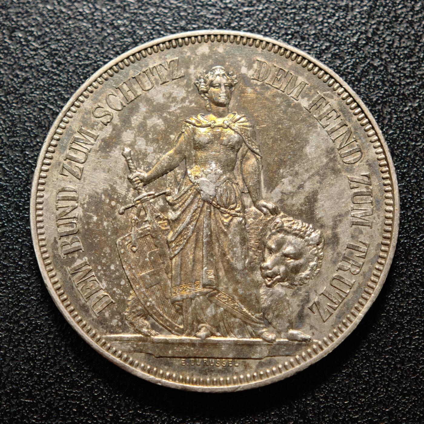 【德藏】世界币章拍卖第148期（拍品征集中~欢迎藏友联系） 1885年 瑞士伯尔尼射击节5法郎纪念银币 直径约：37.2mm；重约：25g 状态安逸 好品