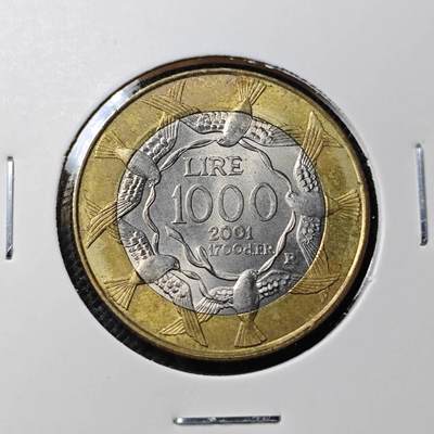 KK钱币收藏小铺 第349场 2月预留时间 周末发货 -  2001圣马力诺1000里拉双色币 大面值