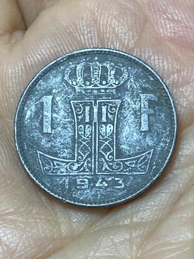 2025年第九十七场(总第一百二十三场）外国好品散币(免佣金) - 比利时🇧🇪1943年1法郎(利奥波德三世，二战德国占领时期，左荷语右法语版)