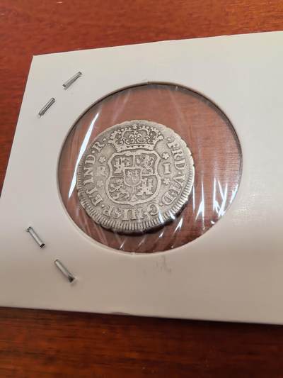 长老汇马年精选第十九场拍卖 1758西属墨西哥费尔南德斯六世1里亚尔地球双柱银币，3.38克917银，克书XF40分150美金