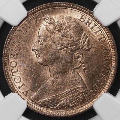 修遠堂世界钱币第八十六期 - NGC MS63RB 1887年英国1/2便士