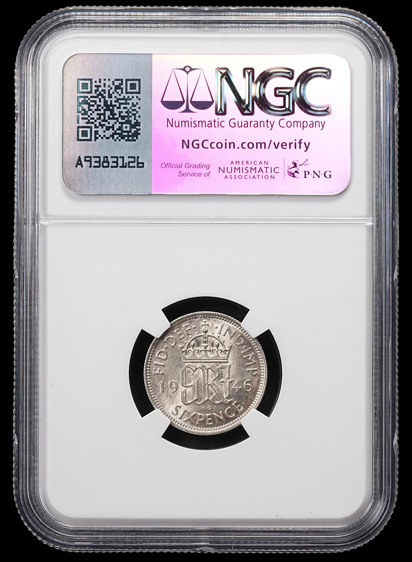 修遠堂世界钱币第八十六期 NGC MS63 1946年英国6便士银币