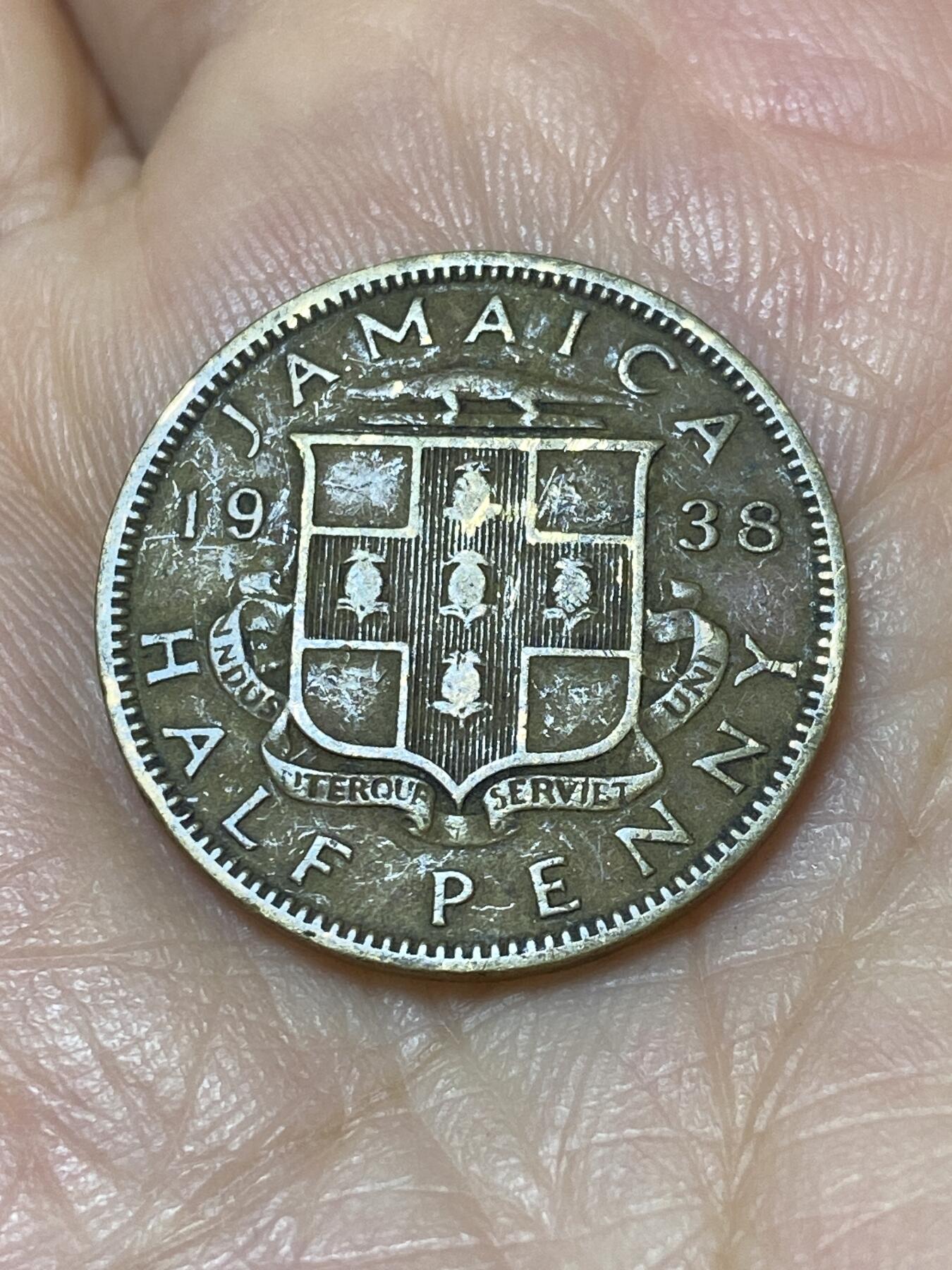 2025年第九十七场(总第一百二十三场）外国好品散币(免佣金) 牙买加🇯🇲1938年半便士(乔治六世第二版，首发年)