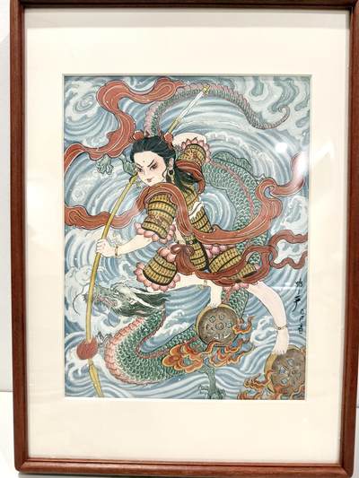白泽拍卖卡牌手绘专场第25期 - 2025 非严手绘画 哪吒闹海 已装裱