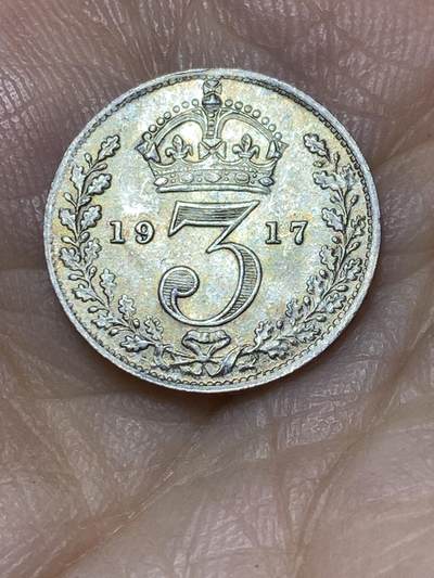 2025年第九十七场(总第一百二十三场）外国好品散币(免佣金) - 英国🇬🇧1917年3便士银币(乔治五世第一版，925高银)