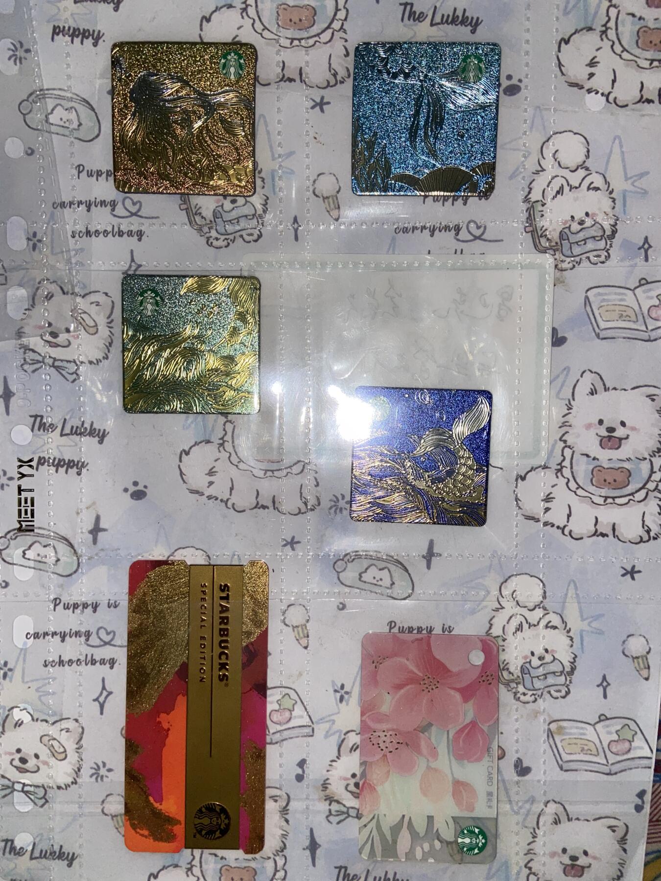 阳大大卡牌拍卖第73期（持续收拍品，周五晚上九点截拍，进群福利早知道） 星巴克 会员卡 异型食品卡 6张 带膜入页