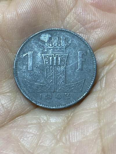 2025年第九十七场(总第一百二十三场）外国好品散币(免佣金) - 比利时🇧🇪1943年1法郎(利奥波德三世，二战德国占领时期，左荷语右法语版)
