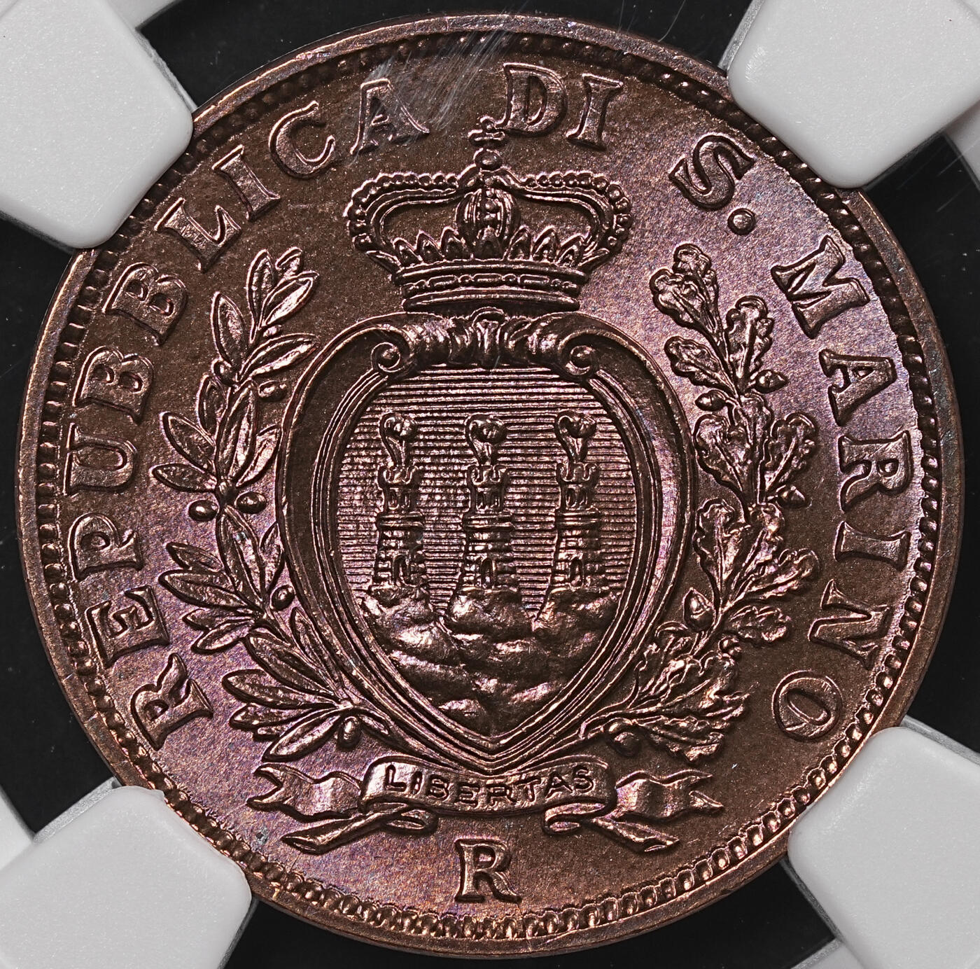 修遠堂世界钱币第八十六期 NGC MS64RB 1938年圣马力诺10分铜币