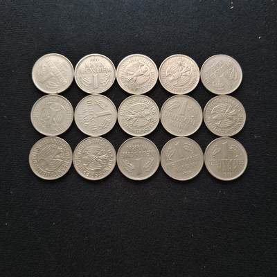 【全场包邮】纯粹捡漏拍463场-大量精品持续更新 - 【批量】德国联邦德国各年份1马克15枚一组