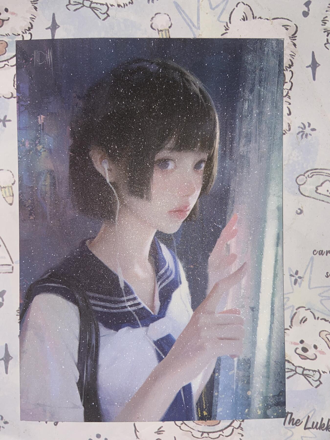 阳大大卡牌拍卖第73期（持续收拍品，周五晚上九点截拍，进群福利早知道） 众里寻她 短发清纯学生妹 徐尤点 A4磨砂大纸卡