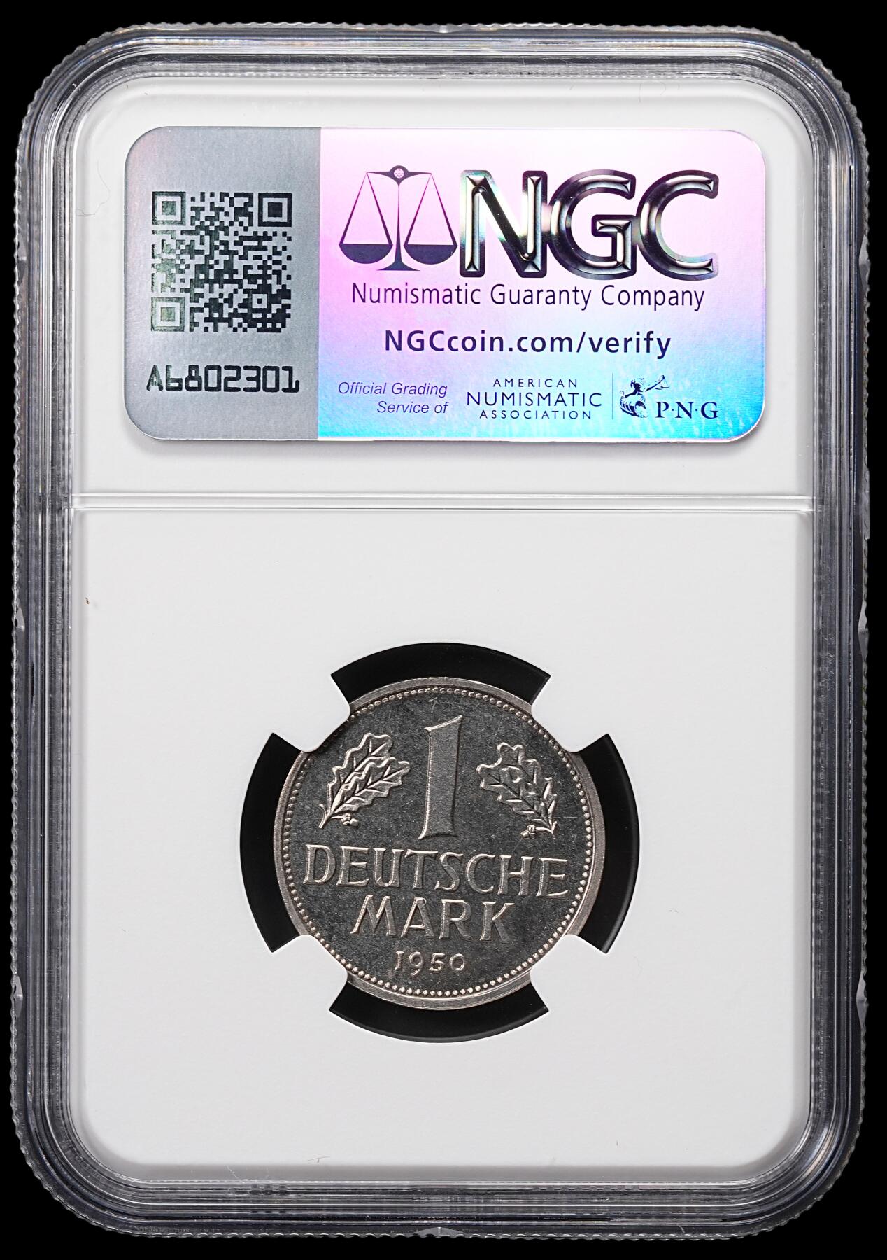修遠堂世界钱币第八十六期 NGC PF65 1950年德国1马克精制币 J厂铭 少见精制版 书价PF63品200美金