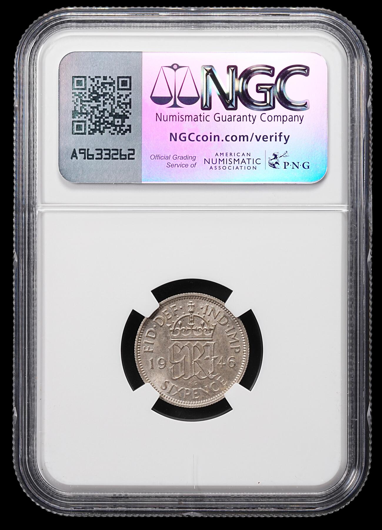修遠堂世界钱币第八十六期 NGC MS64 1946年英国6便士银币